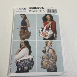 Butterick 5658 Sewing Pattern Tote Purse Shoulder Bag Lined Waverly  UNCUT - Picture 1 of 7
