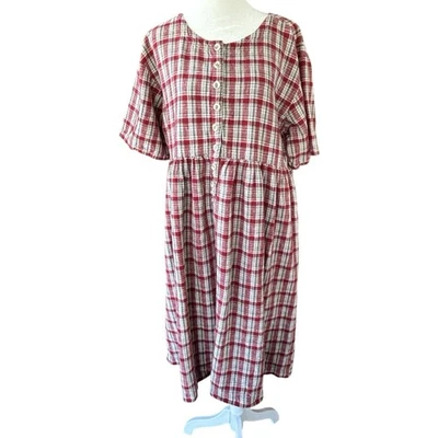 Vestido Mountain Lake rojo tartán a cuadros pradera para mujer XL Western Cottagecore Foto 1 de 4