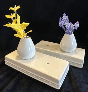 PAIR Nora Fleming Stoneware Bud Vases Toothpick Holder Pearl Dot Retired LOOK!! - Picture 1 of 9