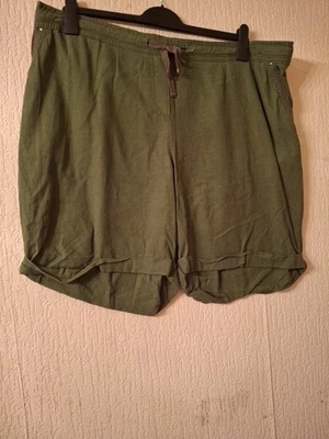 Ladies Linen Blend Shorts Size 26 SAGE Green Elasticated Waist - Image 1 of 2