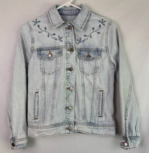 Old Navy Little Girls Jean Jacket XS (5) Embroidered Acid Wash - Picture 1 of 8