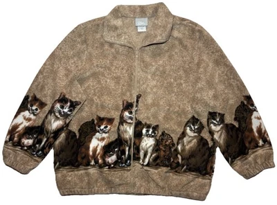 VTG Blair Fleece Jacket Adult XL Kitten Cat Print Novelty Full Zip Cozy Comfy - Image 1 of 4