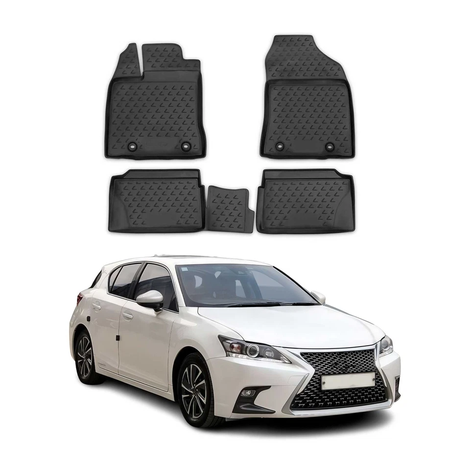OMAC Floor Mats Liner for Lexus CT 200h 2011-2017 Black TPE All-Weather 4 Pcs - Image 1 of 4