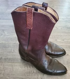 Browning USA Distressed Vintage Cowboy Boots Men's 9.5 Brown Ombre Leather - Picture 1 of 16