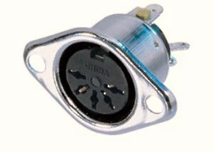 REAN NYS325 5 PIN MIDI / DIN Female Panel Mnt Nickel Plated Connector (1 PACK) - Picture 1 of 2