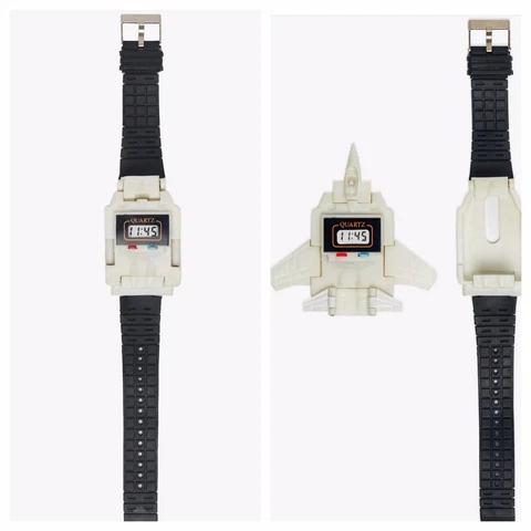 NEW 80’s Vintage Military Aircraft Fighter Jet transforming Watch White Color Cover