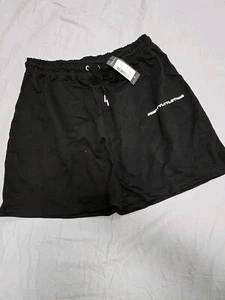 Pretty Little Thing Black Drawstring runner/sweat shorts black NWT US SZ 16 - Picture 1 of 2