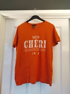 New Look Ladies Orange T Shirt Size 12 - Picture 1 of 3
