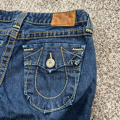 Bermudas vaqueras True Religion 29 de mezclilla índigo oscuro para mujer EE. UU. DE COLECCIÓN Y2K Foto 1 de 4