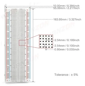 Piastra sperimentale BREADBOARD basetta 830 CONTATTI punti fori ARDUINO MB-102 - Foto 1 di 3
