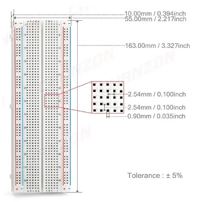 Piastra sperimentale BREADBOARD basetta 830 CONTATTI punti fori ARDUINO MB-102 - Immagine 1 di 3