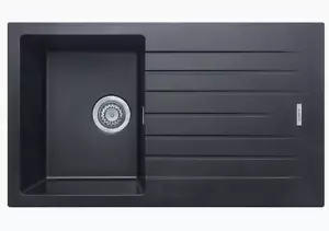 Fregadero y escurridor de cocina de granito compuesto Cookology Pisa - negro (PISA/BK) - Imagen 1 de 3