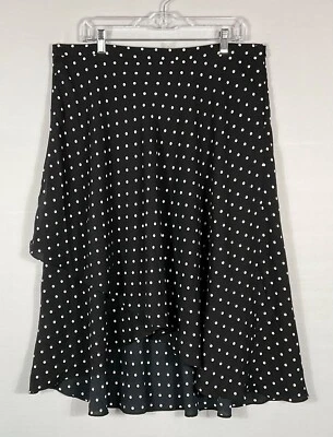 Falda Anne Klein Mujer 16 Negra Marfil Punto Coqueta Dobladillo Asimétrico Midi Cremallera Nueva con Etiquetas Foto 1 de 4