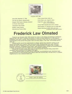 #9931 33c Frederick Law Olmsted #3338 - Souvenir Page - Picture 1 of 1