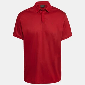 Emporio Armani Red Cotton Knit Polo T-Shirt XXL - Picture 1 of 4