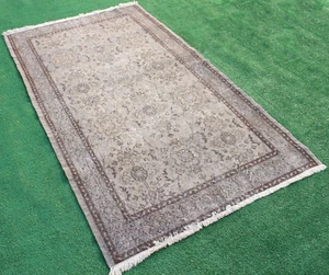 Alfombra Turca 45''x79'' Anudada a Mano Color Transición Gris Alfombra Vintage 117x203cm - Imagen 1 de 10