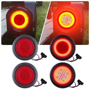 4 inch LED Tail Lights Round Halo LED Stop Turn Tail Lights for Trailer Truck... - Picture 1 of 6