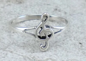 LINDO ANILLO DE PLATA ESTERLINA 925 NOTA MUSICAL DEDO DEL PIE talla 9 estilo # r3001 - Imagen 1 de 2