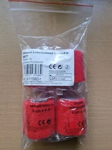 Rotes Pflaster selbstklebend Haftbinden 5 cm x 4 m 4 Stück - Bild 1 von 3