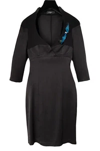 VESTIDO GIVENCHY-CREPÉ SEDA NEGRO-ELÁSTICO-BROCHE PLUMAS ESTRÁS-TALLA S-DE COLECCIÓN NUEVO - Imagen 1 de 15