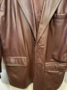 Roundtree & Yorke Jacket Men Large Brown Lambskin Leather Classic Blazer VTG - Picture 1 of 17