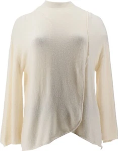 DG2 Diane Gilman Tie Neck Tulip-Hem Sweater Ivory M NEW (6) - Picture 1 of 8