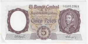 ARGENTINA 5 PESOS (1960-62) P-275a  XF - Picture 1 of 2