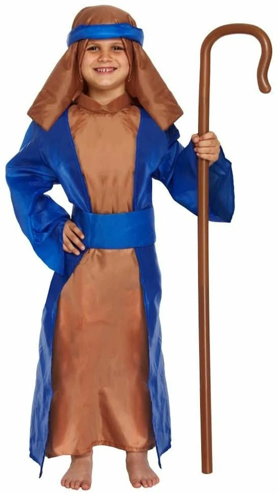 Boys Kids Childrens Christmas Shepherd Nativity Fancy Dress Costume Outfit 4-12  - Image 1 of 1