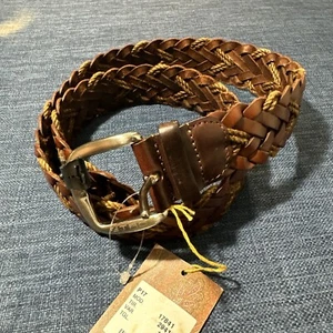 Cinturón con lengüeta de cuero Etro Made Italy otoño indio tonos maíz 40 pulgadas Vintage - Imagen 1 de 7