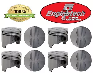 Chevy Chevrolet 327 SBC Enginetech pistones techo plano (8) 1962 - 1969 030 040 060 - Imagen 1 de 2