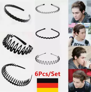 6 Stück Verschiedene Metall Haarreifen Für Männer Frauen Haarband Schwarz DE - Bild 1 von 15