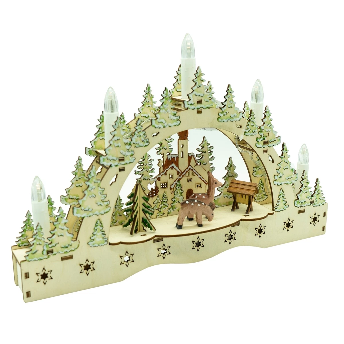 Schwibbogen Aus Dem Erzgebirge Mit Schneemännern – Beleuchtet, 70 Cm Breit