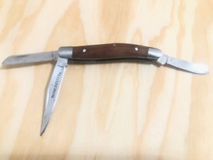 Winchester USA Wooden (3 blade folding)pocketknife vintage toothpick edge -Great