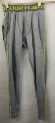 Pantalones de compresión Under Armour Heat Gear gris y amarillo fútbol pista baloncesto Foto 1 de 3