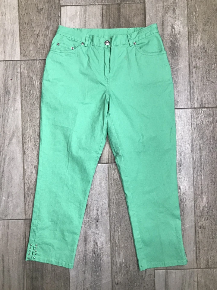 Hearts Of Palm Crop Stretch Pants Womens Size 6 Elastic Waist Mint Green 28x24 - Image 1 of 4
