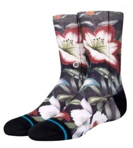 Stance Kids Black Crew Polyester Cushion Floral Variegate Casual Socks L 3-5.5 - Picture 1 of 1