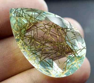 Natural 86 Ct Certified Radiant Cut Yellow Color Rutilated Quartz Loose Gemstone - Picture 1 of 6