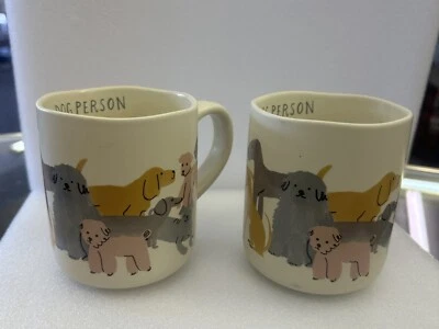 2 Opalhouse 16oz DOG PERSON Mug Cup Stoneware Target Dogs Puppies NEW
