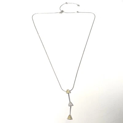 CHIMENTO 750 18K White Gold Lariat Drop Necklace Yellow Diamonds Triangle Italy - Image 1 of 4