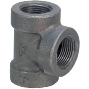 Anvil 8700120655, Malleable Iron Pipe Fitting, Tee, 1-1/2" NPT Female, Black Fin - Picture 1 of 1