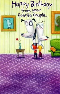 Divertida tarjeta de feliz cumpleaños, de PAREJA, por American Greetings, Perros + Sobre - Imagen 1 de 5