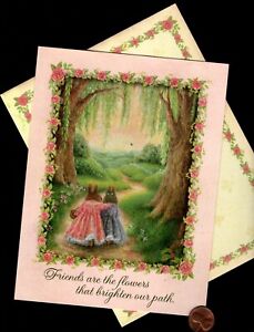 HTF SUSAN WHEELER Holly Pond Hill Rabbit Trees FRIENDSHIP Greeting Card