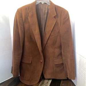Vintage Jordache Blazer Mens Size 40R Brown Corduroy 2 Button Jacket Lined - Picture 1 of 7