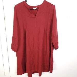 J JIll Shirt WOmens M Petite Pleating Tunic Dress V Neck Lagenlook Lagom New - Picture 1 of 11