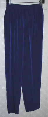 Maggie Sweet Woman's Pants Silky Royal Purple Pull On Pants w/ Pockets Medium - Image 1 of 3