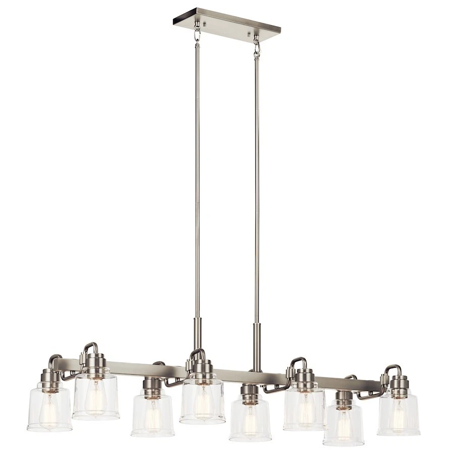 Kichler Aivian 8 Light Linear Chandelier, Nickel Textured/Clear - 52400NI - Image 1 of 1