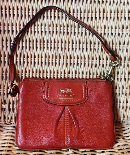 Bracciale Coach vintage in pelle rosso arancione bruciato EVC