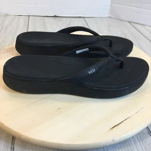 Reef Women's Cushion Cloud Black Arch Support Comfort Wedge Thong Sandal 10 - Picture 1 of 8