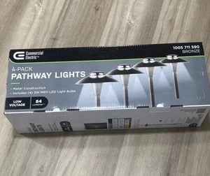 Commercial Electric Low Volt 20” Metal LED Pathway Lights, 4-Pack, Bronze Finish - Picture 1 of 8