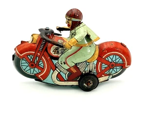 Vintage Friction Japan Blech Rennrad - Indian Head Motorrad - funktioniert nicht - Bild 1 von 6